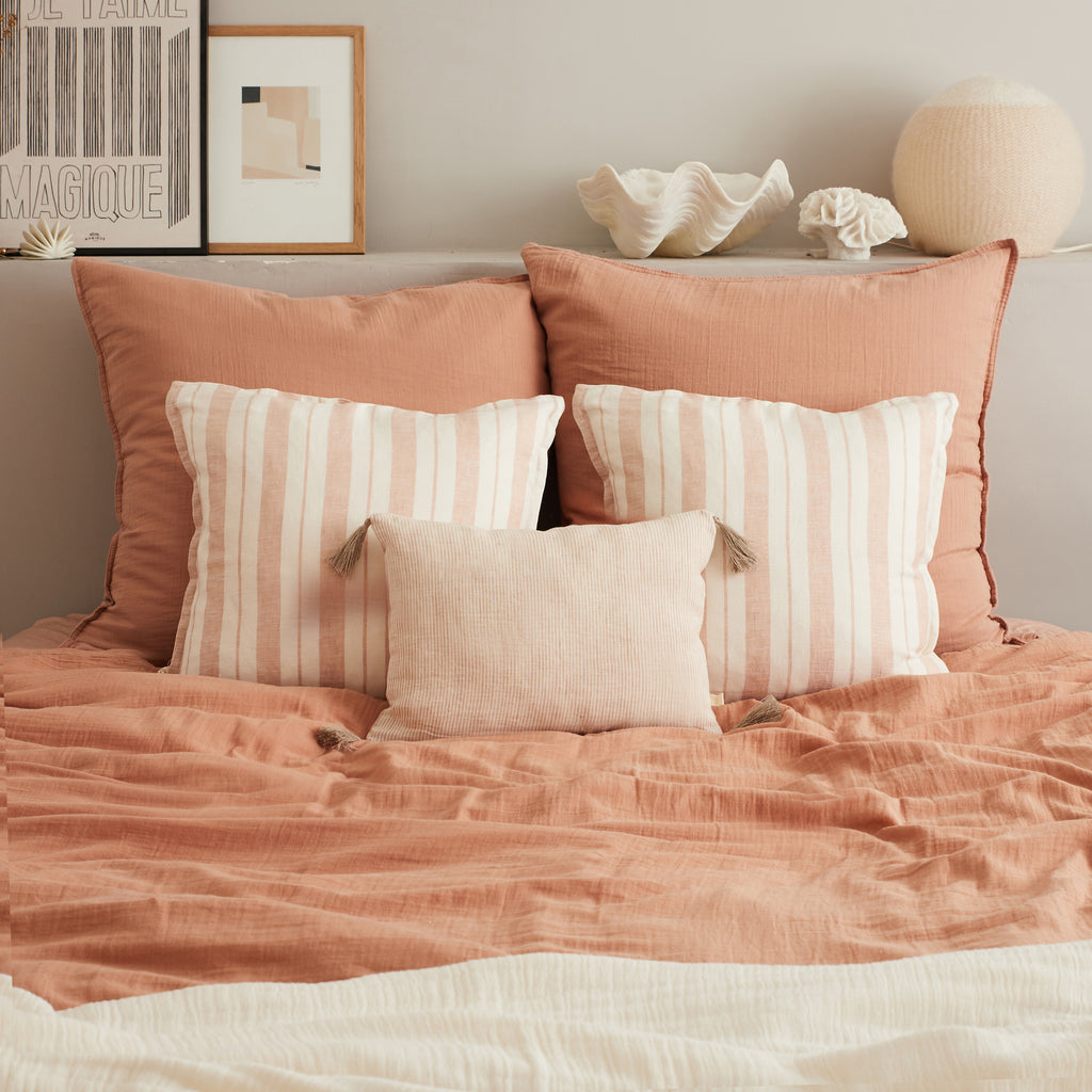 Linge de lit en coton lavé Blush